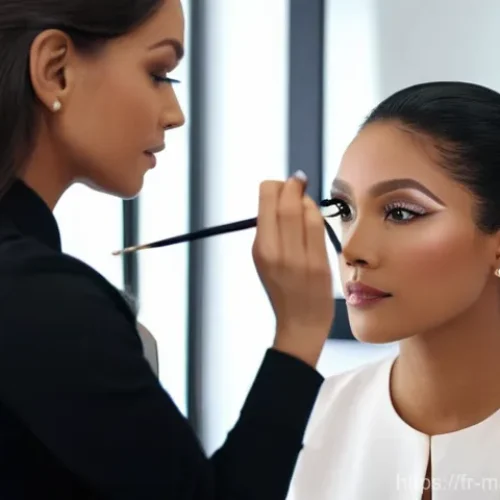 Home 23 메이크업아티스트가 알아야 할 얼굴형 분석 - **Prompt:** A high-definition, realistic portrait photograph of a professional female makeup artist ...