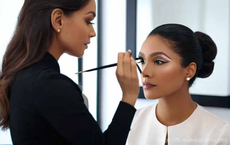 메이크업아티스트가 알아야 할 얼굴형 분석 - **Prompt:** A high-definition, realistic portrait photograph of a professional female makeup artist ...