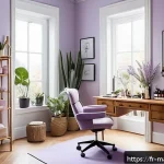 Home 22 메이크업아티스트 업무 스트레스 관리 방법 - A serene and organized makeup artist’s workspace bathed in soft natural light, featuring neatly arra...