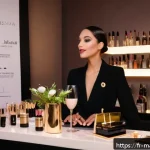 Home 21 메이크업아티스트 인맥 관리 전략 - A sophisticated beauty networking event scene set in a stylish Parisian venue, featuring diverse pro...