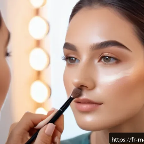 Home 32 메이크업아티스트 성공 사례 분석 - A professional makeup artist applying a natural glowing makeup look on a young adult woman with fair...