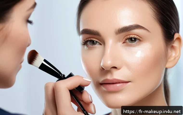 메이크업아티스트 자격증 최신 트렌드 - A professional makeup artist gently applying a hydrating primer enriched with hyaluronic acid on a m...